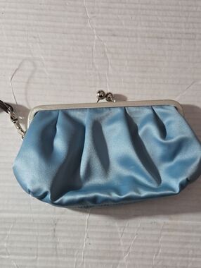 Coach  Blue Satin Wristlet